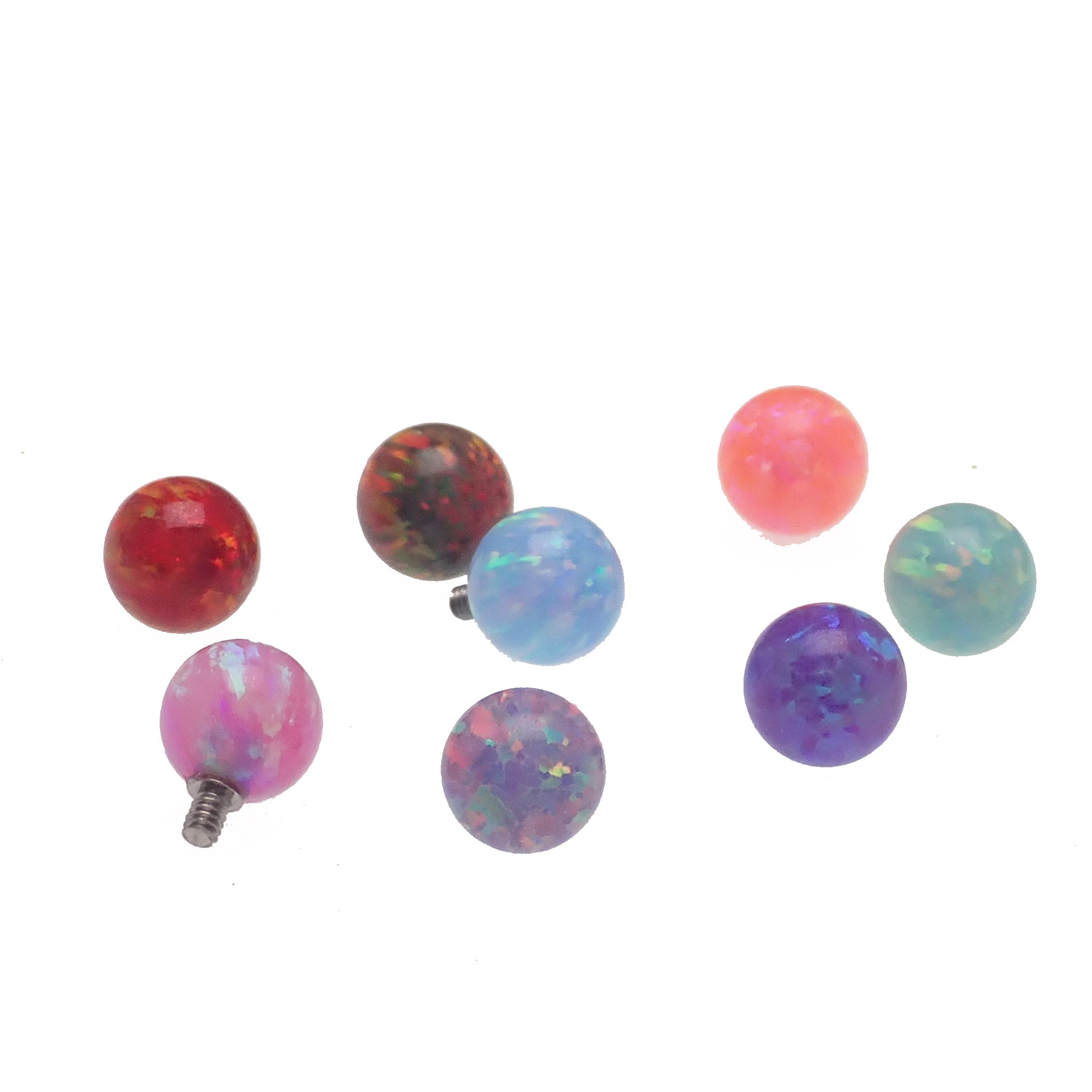 Black harlequin 5mm fire opal titanium ball body jewelry by Body Clickers, 14g gauge for piercings.