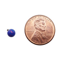 Black harlequin 5mm fire opal titanium ball body jewelry by Body Clickers, 14g piercing accessory featuring vibrant gemstone.