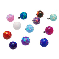 Black Harlequin 5mm Fire Opal titanium ball body jewelry by Body Clickers, 14g gauge, shiny and smooth design.