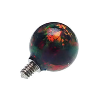 Black harlequin body jewelry with 5mm fire opal titanium ball, 14g, by Body Clickers, showcasing a sleek and modern design.