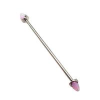 Black onyx or opal cone industrial body jewelry bar by Body Clickers, 16g, with a 28mm length.