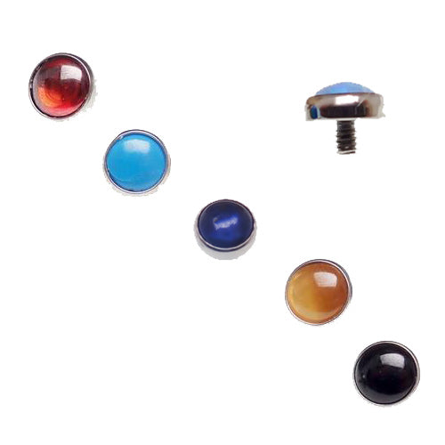 Body Clickers black onyx and natural stone 4mm titanium tops body jewelry in 16g size showing close-up of jewelry with black stones