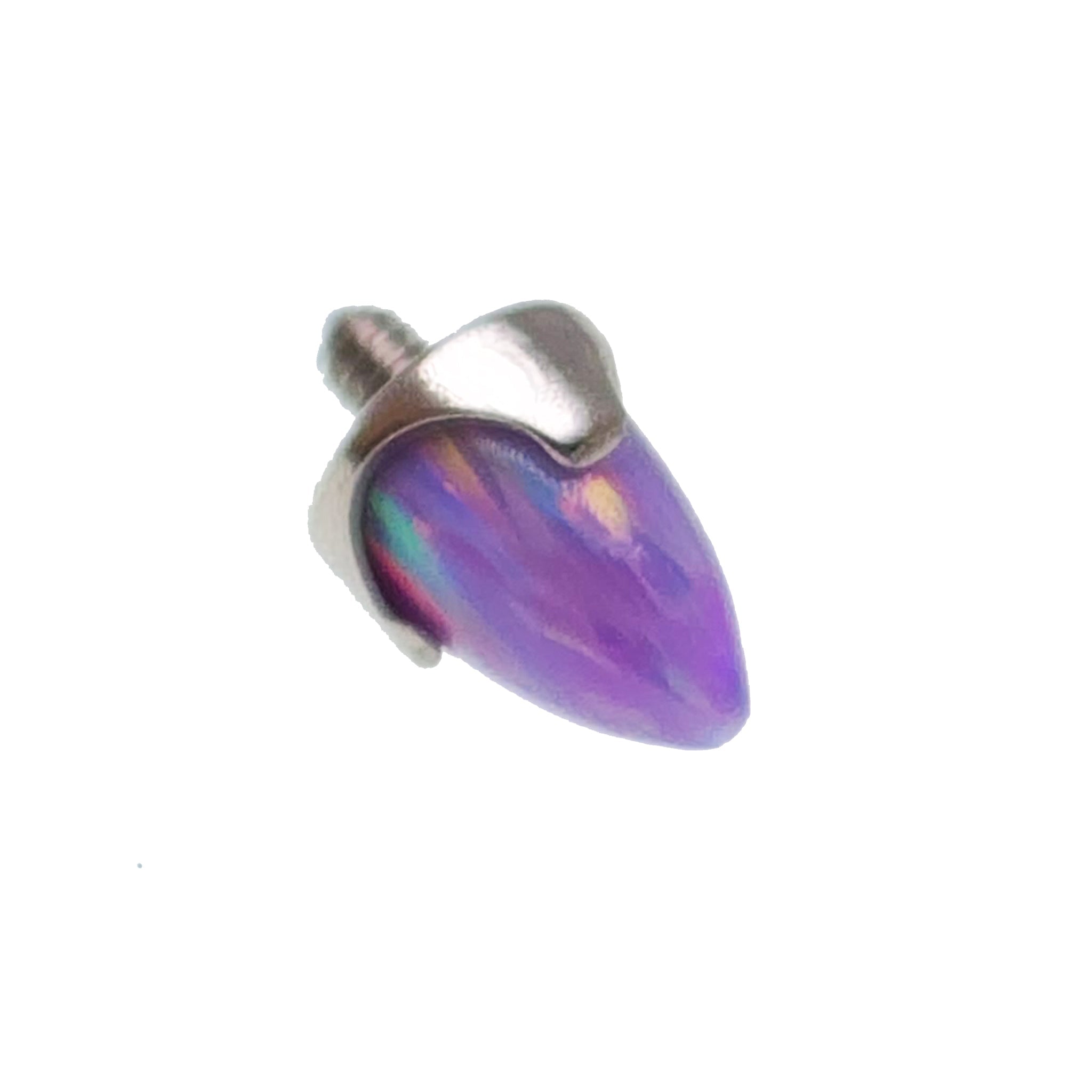 Black opal cone spike attachment for 16g body jewelry by Body Clickers, featuring a sleek spike design for body piercing adornment.