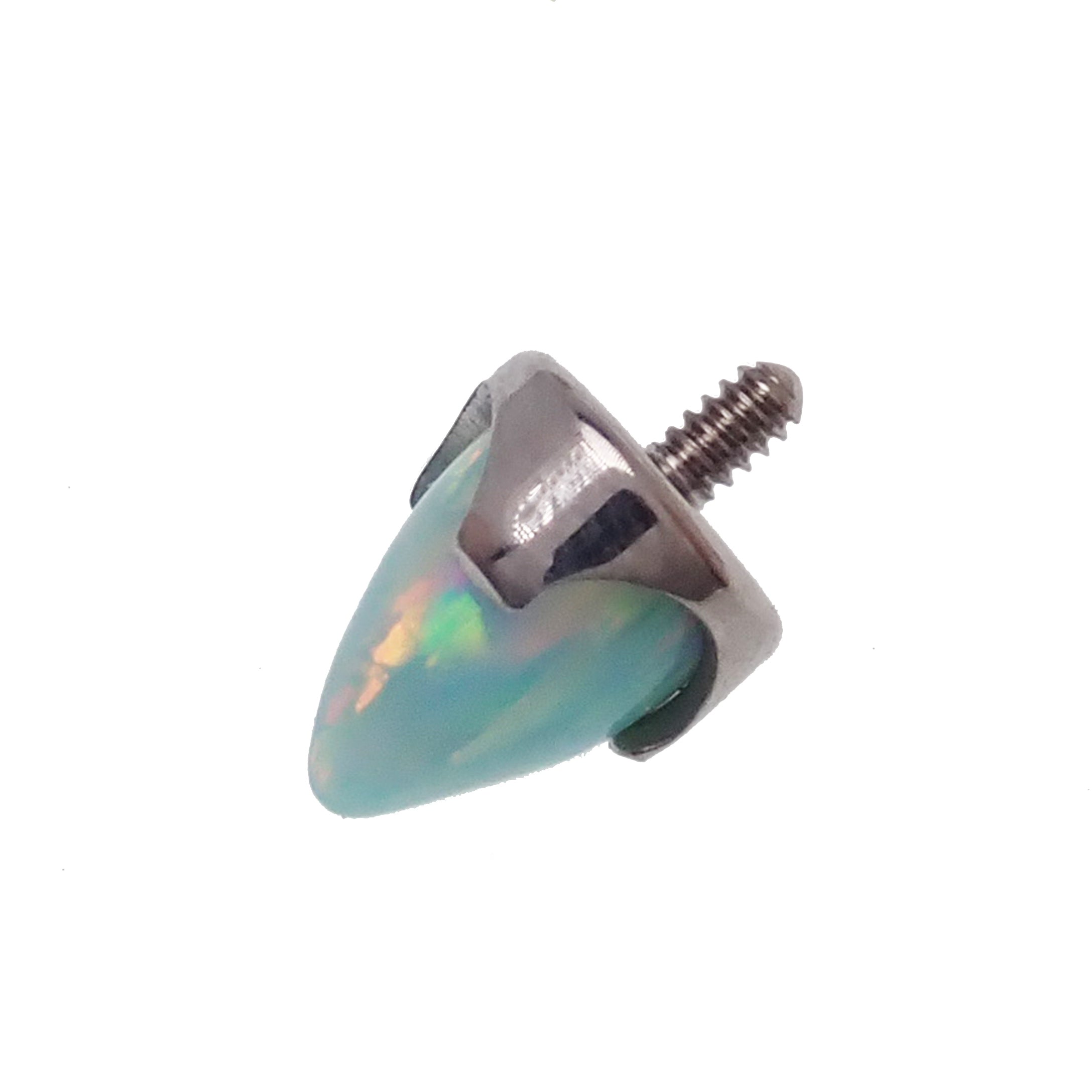 Black opal cone spike attachment for 16g body jewelry by Body Clickers, featuring a bold spike design.