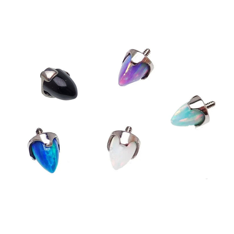 Black opal cone spike attachment for 16g body jewelry by Body Clickers, featuring a pointed spike design.