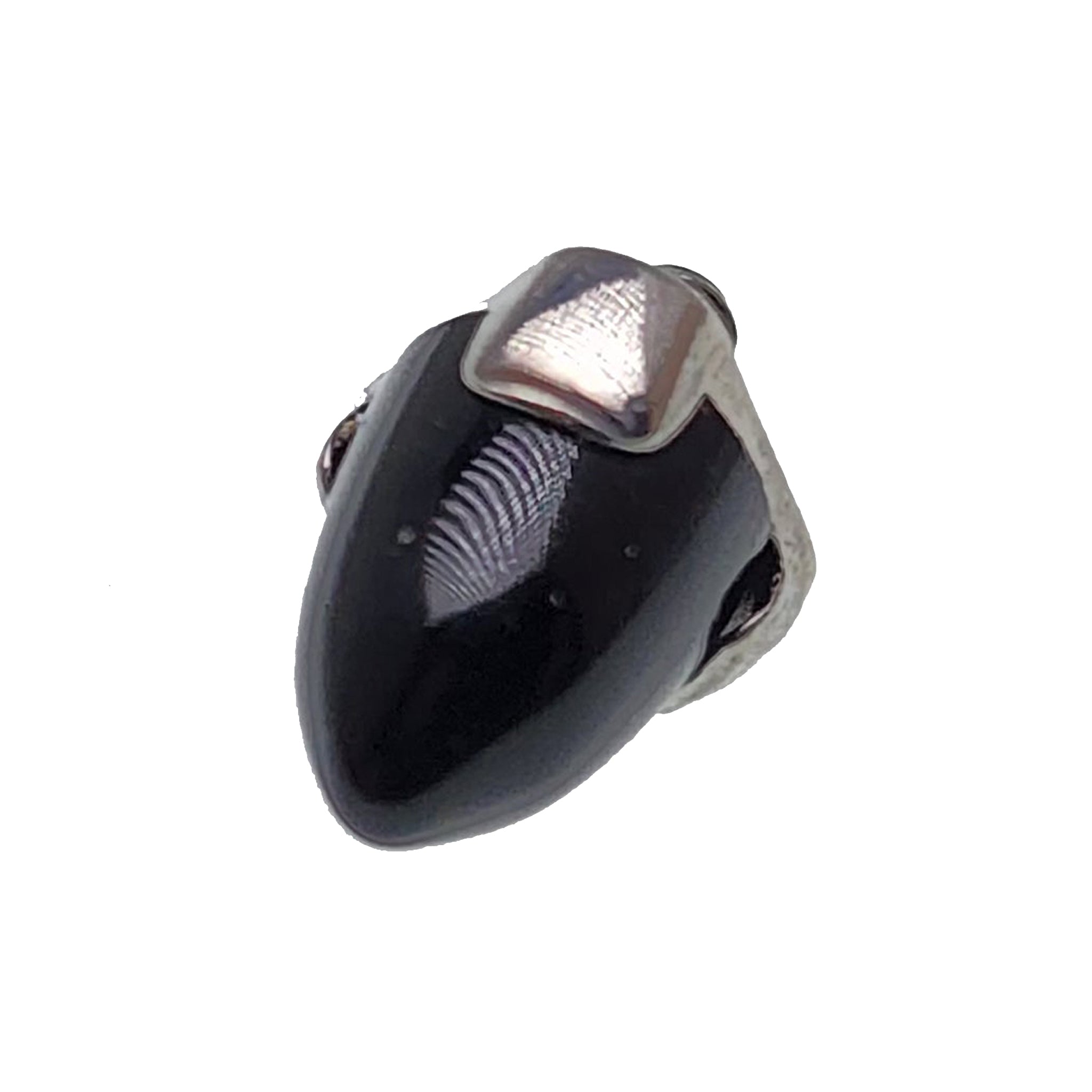 Black opal cone spike attachment for 16g body jewelry by Body Clickers, featuring a sleek spike design and polished finish.