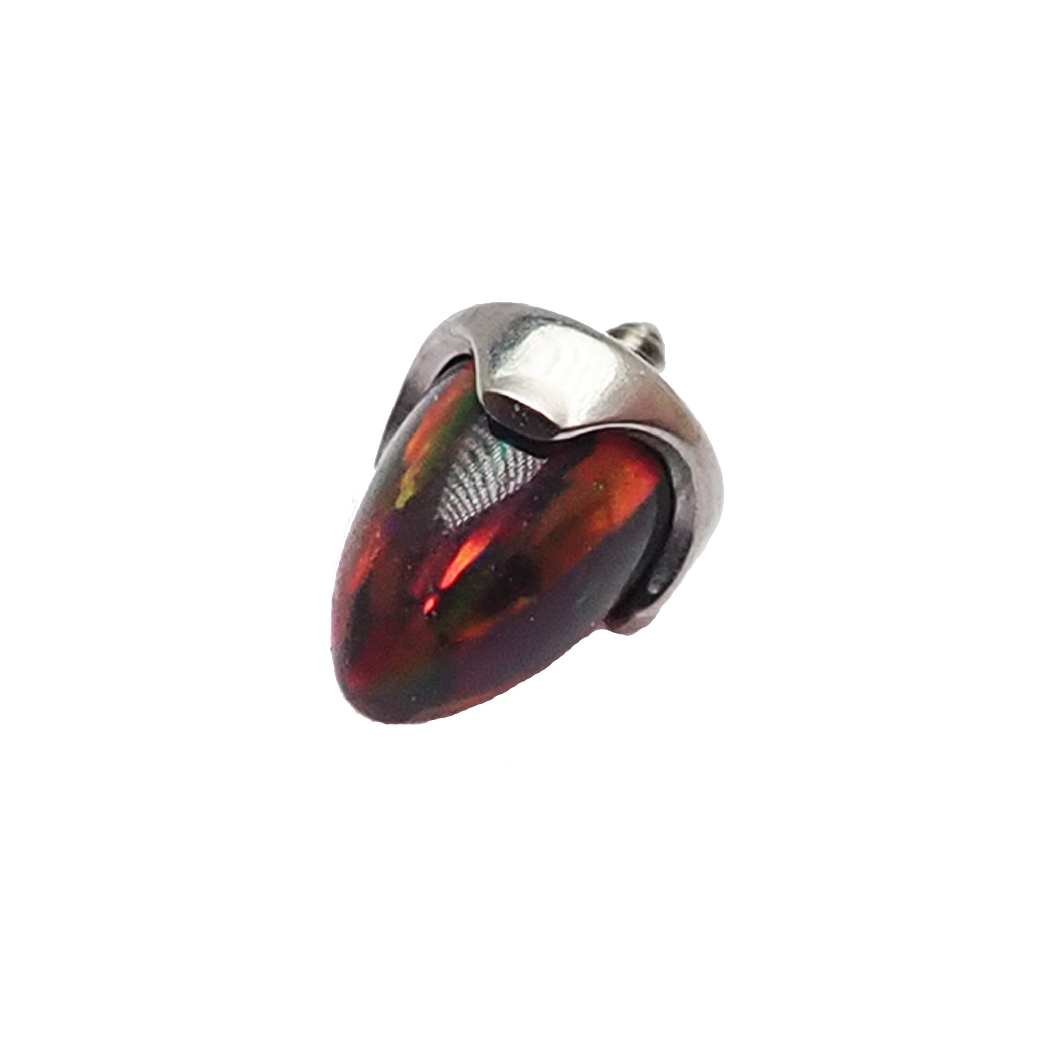 Black opal cone spike attachment for 16g body jewelry from Body Clickers, featuring a sleek, pointed spike design.