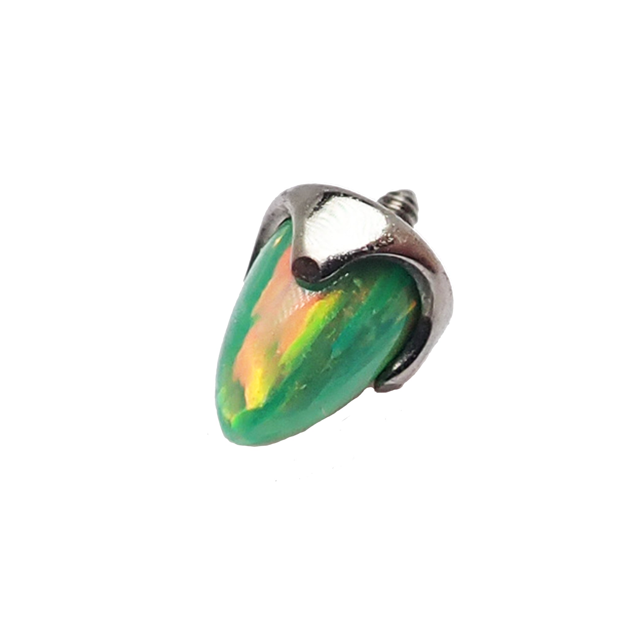 Black opal cone spike attachment for 16g body jewelry by Body Clickers, featuring a sleek spike design.