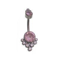 Blue and clear zircon cluster belly ring by Body Clickers, 14g body jewelry with sparkling gemstone cluster and sleek design.