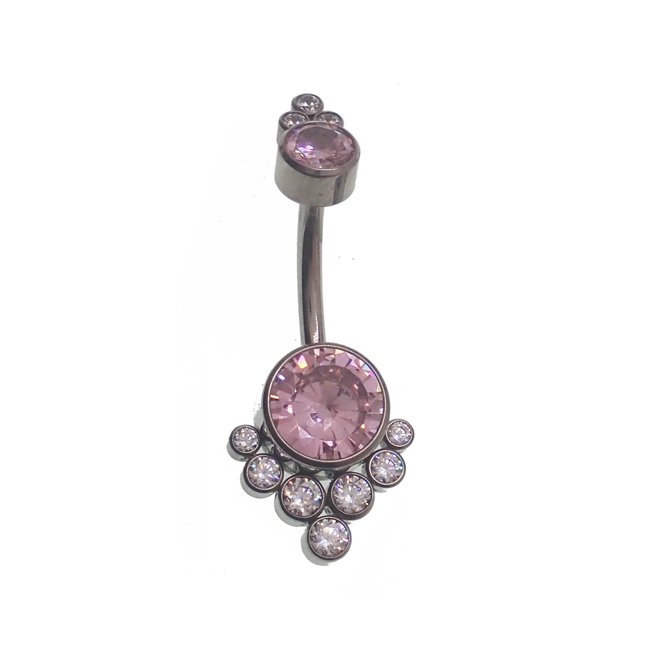 Blue and clear zircon cluster belly ring by Body Clickers, 14g body jewelry with sparkling gemstone cluster and sleek design.