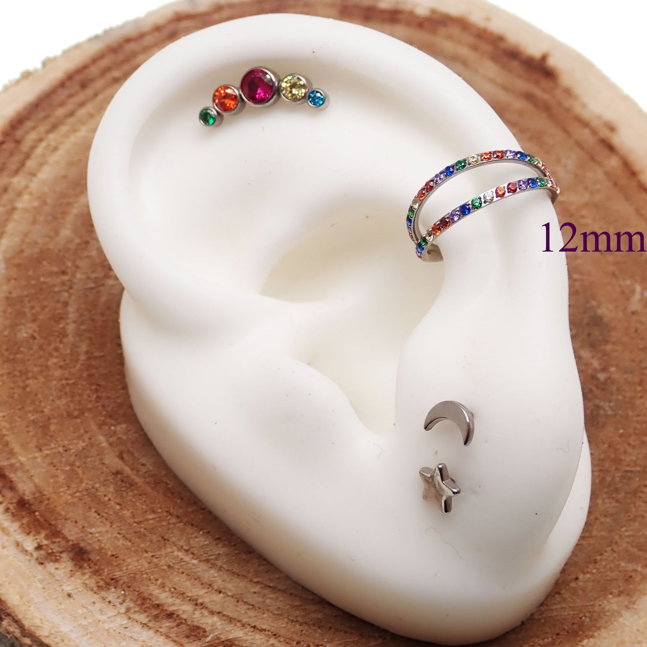 Titanium double-layered CZ conch clicker body jewelry in 16g with 10mm design, from Body Clickers Body Jewelry
