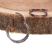 Titanium double-layered CZ conch clicker body jewelry in 16g with 10mm design, from Body Clickers Body Jewelry.