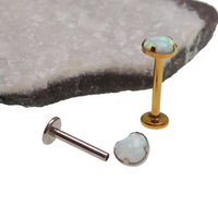 Opal Heart Flat Back Piercing in kiwi green, 14g body jewelry by Body Clickers, with 6mm opal heart design for body jewelry.