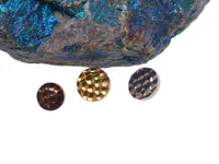 Hammered titanium top attachments for 16g body jewelry by Body Clickers, featuring a 3mm disc design with a hammered finish.