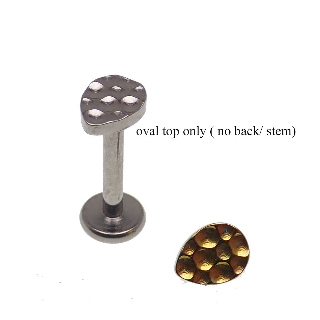 Hammered titanium top attachments for body jewelry, 16g size with 3mm disc from Body Clickers Body Jewelry