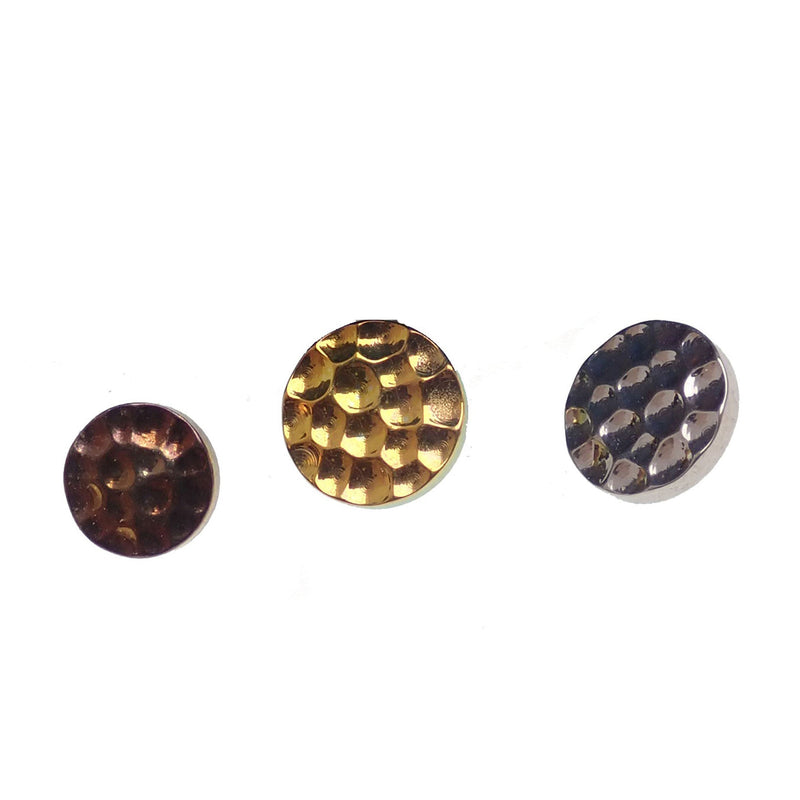 Hammered titanium top attachments for 16g body jewelry by Body Clickers, featuring a 3mm disc design
