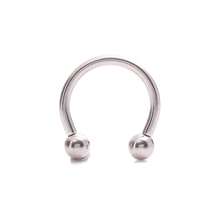 Internally threaded circular horseshoe body jewelry with ball ends, 16g, by Body Clickers, featuring 8mm diameter and 3mm ball ends.