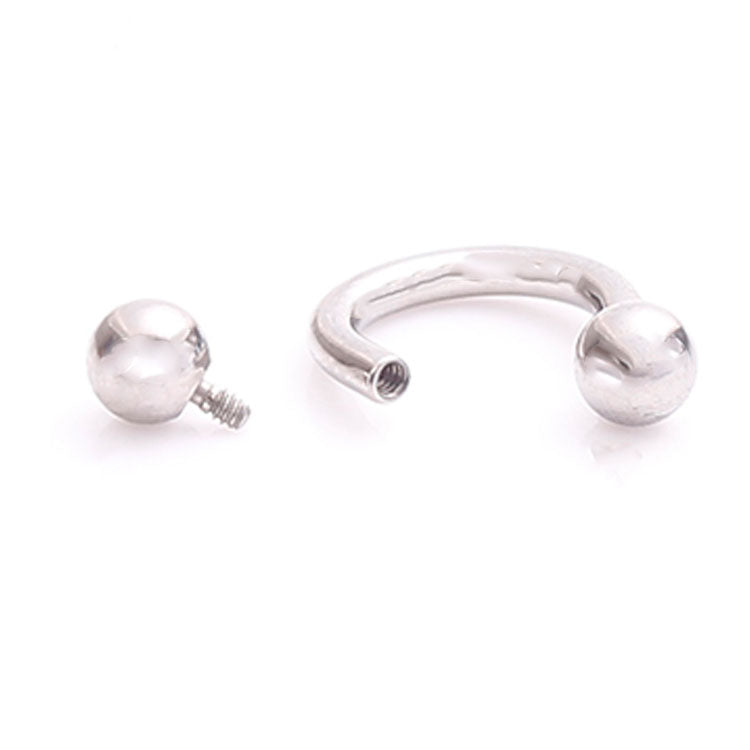 Internally threaded circular horseshoe body jewelry ring with ball ends in 16g from Body Clickers, suitable for body piercing.