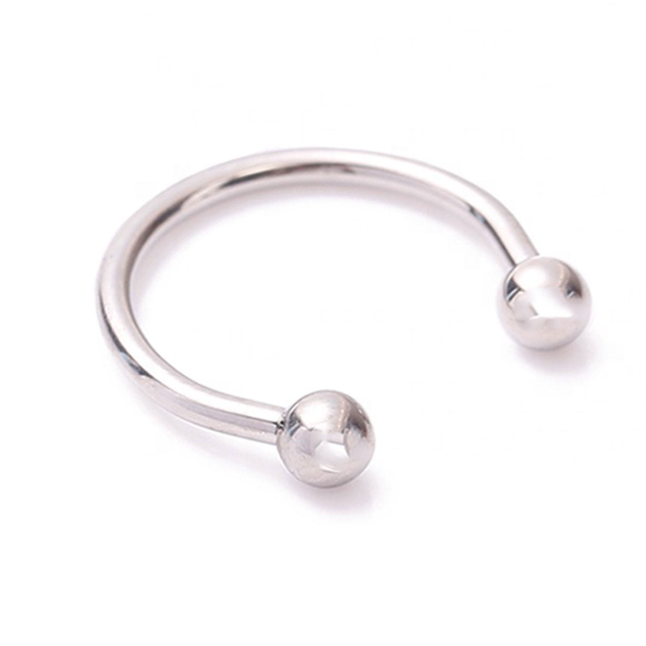 Internally threaded circular horseshoe body jewelry ring with ball ends, 16g, by Body Clickers, 8mm diameter and 3mm thickness