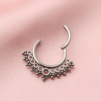 Beaded filigree titanium clicker body jewelry in 16g with intricate design, featuring a stylish and elegant body piercing accessory.