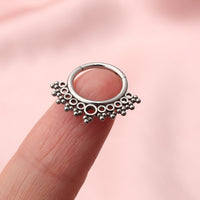 Beaded filigree titanium clicker body jewelry in 16g with intricate design, by Body Clickers Body Jewelry.
