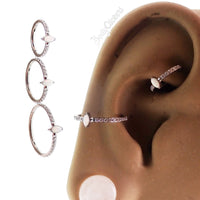 Tear drop opal clicker body jewelry in 16g with an 8mm tear drop shape, designed by Body Clickers Body Jewelry.