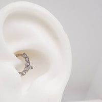Titanium CZ leaf body jewelry clicker 16g with 8mm size, featuring a leaf design from Body Clickers Body Jewelry.