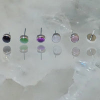 Amethyst natural stone threadless body jewelry tops by Body Clickers, titanium 4mm or 5mm for piercings.
