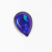 Titanium teardrop opal flatback body jewelry by Body Clickers, internally threaded 14G 6mm with lilac bubblegum color.