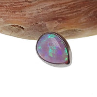 Titanium teardrop opal flatback body jewelry by Body Clickers, internally threaded, 14g, 6mm size, in bubblegum lilac color.