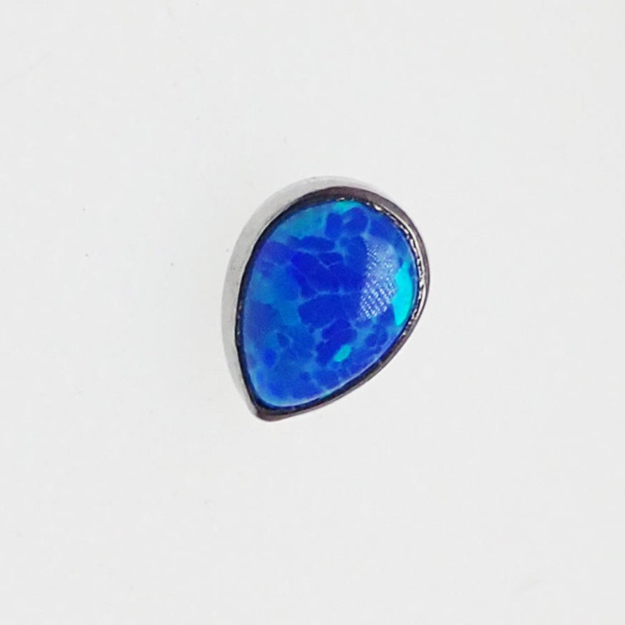 Titanium teardrop opal flatback body jewelry by Body Clickers, internally threaded, 14g, lilac bubblegum color, 6mm size