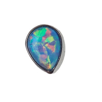 Titanium teardrop opal flatback body jewelry by Body Clickers, internally threaded, 14g, 6mm lilac bubblegum color for body piercing