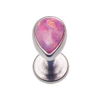 Titanium teardrop opal flatback body jewelry by Body Clickers, internally threaded, lilac and bubblegum colors, 14G, 6mm size
