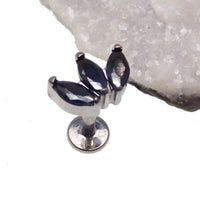 Titanium Marquise Petal Flatback Earring by Body Clickers Body Jewelry, 18G implant body jewelry with clear crystal design.