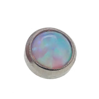 Opal 5mm flat top body jewelry attachment in 14g gauge by Body Clickers, featuring white opal and sleek design.