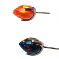 Orange push fit bullet opal ends for body jewelry by Body Clickers, featuring smooth, rounded design for body piercing accessories.