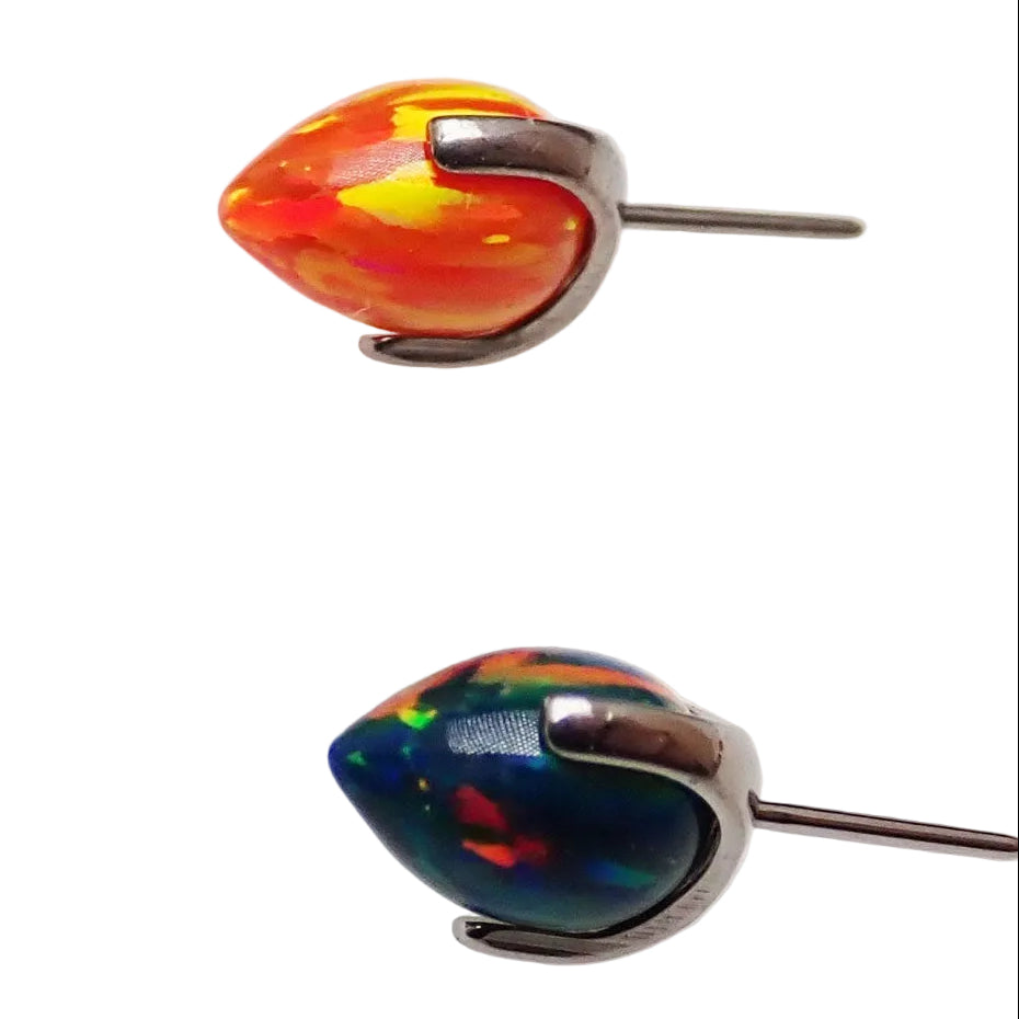 Orange push fit bullet opal ends for body jewelry by Body Clickers, featuring smooth, rounded design for body piercing accessories.