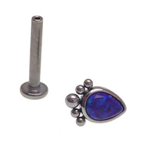 Beaded opal tear drop body jewelry by Body Clickers in push-fit flat back, available in 14g to 20g gauges.