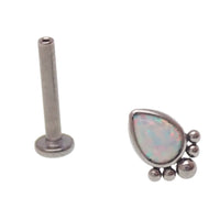 Beaded opal tear drop push fit flat back body jewelry in 14g to 20g, featuring colorful beaded design and secure fit by Body Clickers.