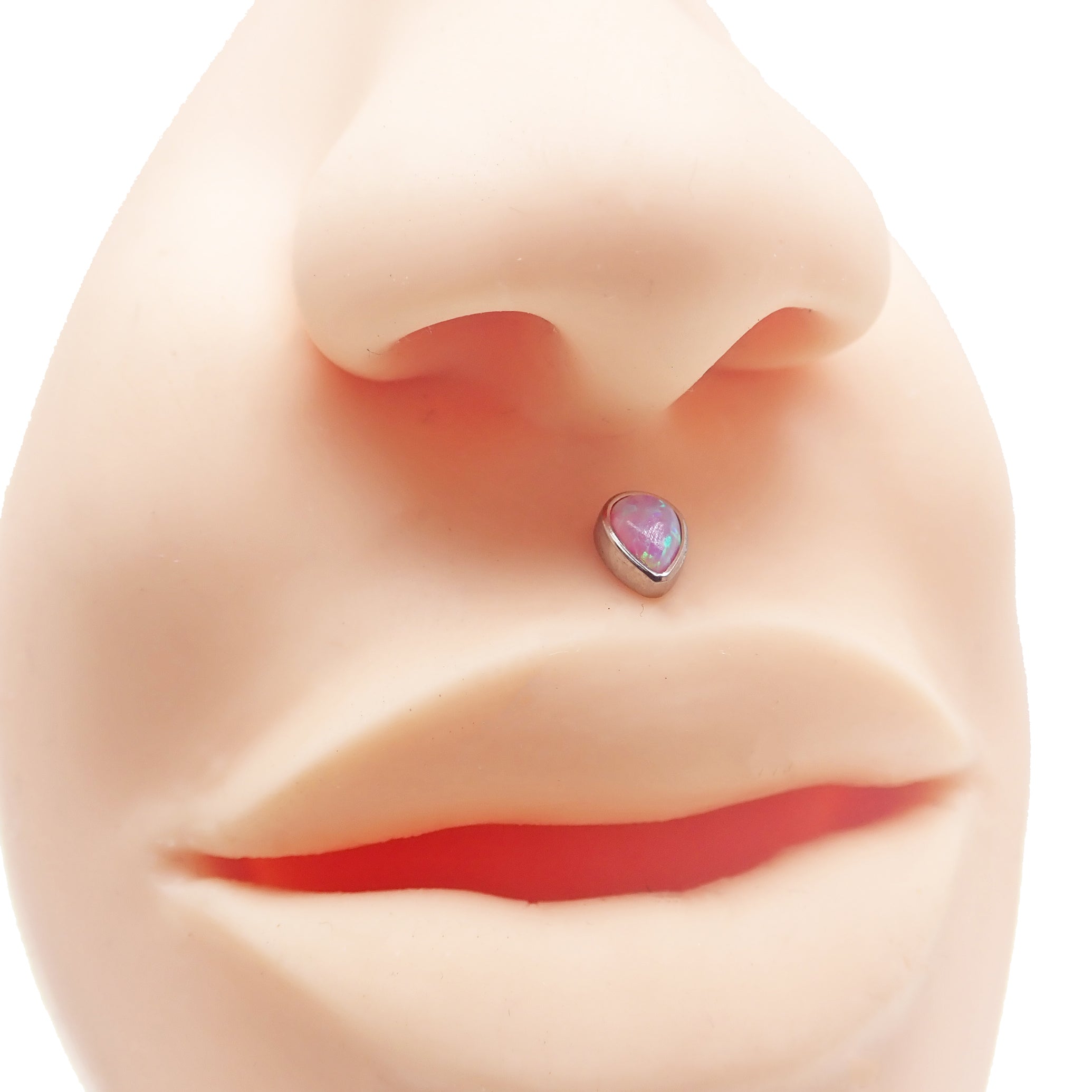 White tear drop push fit flat back body jewelry in 14g to 20g by Body Clickers, featuring a bubblegum-inspired design.
