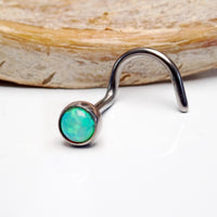 Body Clickers opal nose curl body jewelry, 20g, featuring a vibrant bubblegum-colored opal gemstone and sleek metal design.