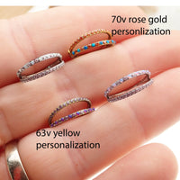 Double Layer 16g split opal and CZ titanium clicker body jewelry with double conch design, by Body Clickers.