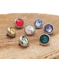 Citrine CZ titanium tops for body jewelry by Body Clickers, 16g piercing jewelry with decorative gemstone accents
