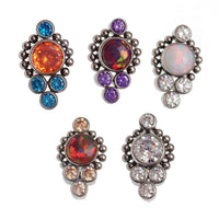 Body Clickers CZ Cluster Flat Back Labret body jewelry in 14g, 16g, 18g with sparkling cubic zirconia stones.