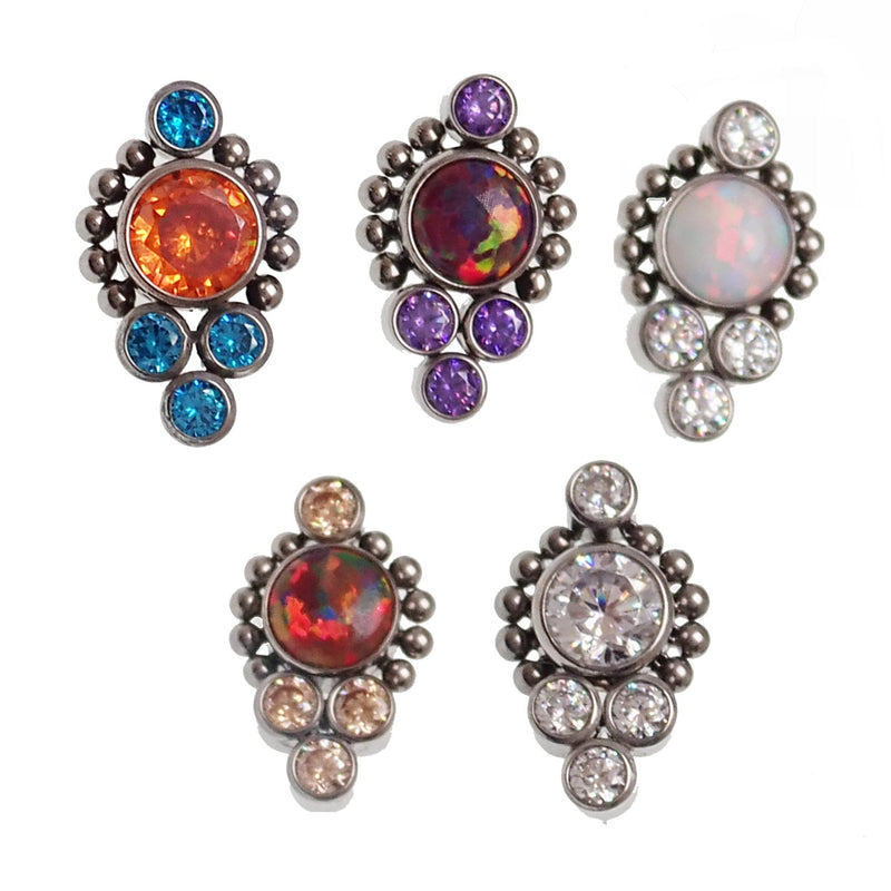 Body Clickers CZ Cluster Flat Back Labret body jewelry in 14g, 16g, 18g with sparkling cubic zirconia stones.