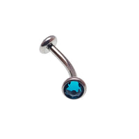 CZ Titanium Curve Bar 16g body jewelry from Body Clickers, featuring a curved design with sparkling cubic zirconia stones.