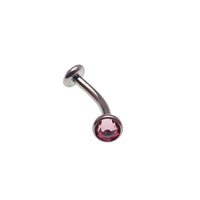 CZ Titanium Curve Bar body jewelry in 16g with cubic zirconia accents, designed for pierced bodies, by Body Clickers.