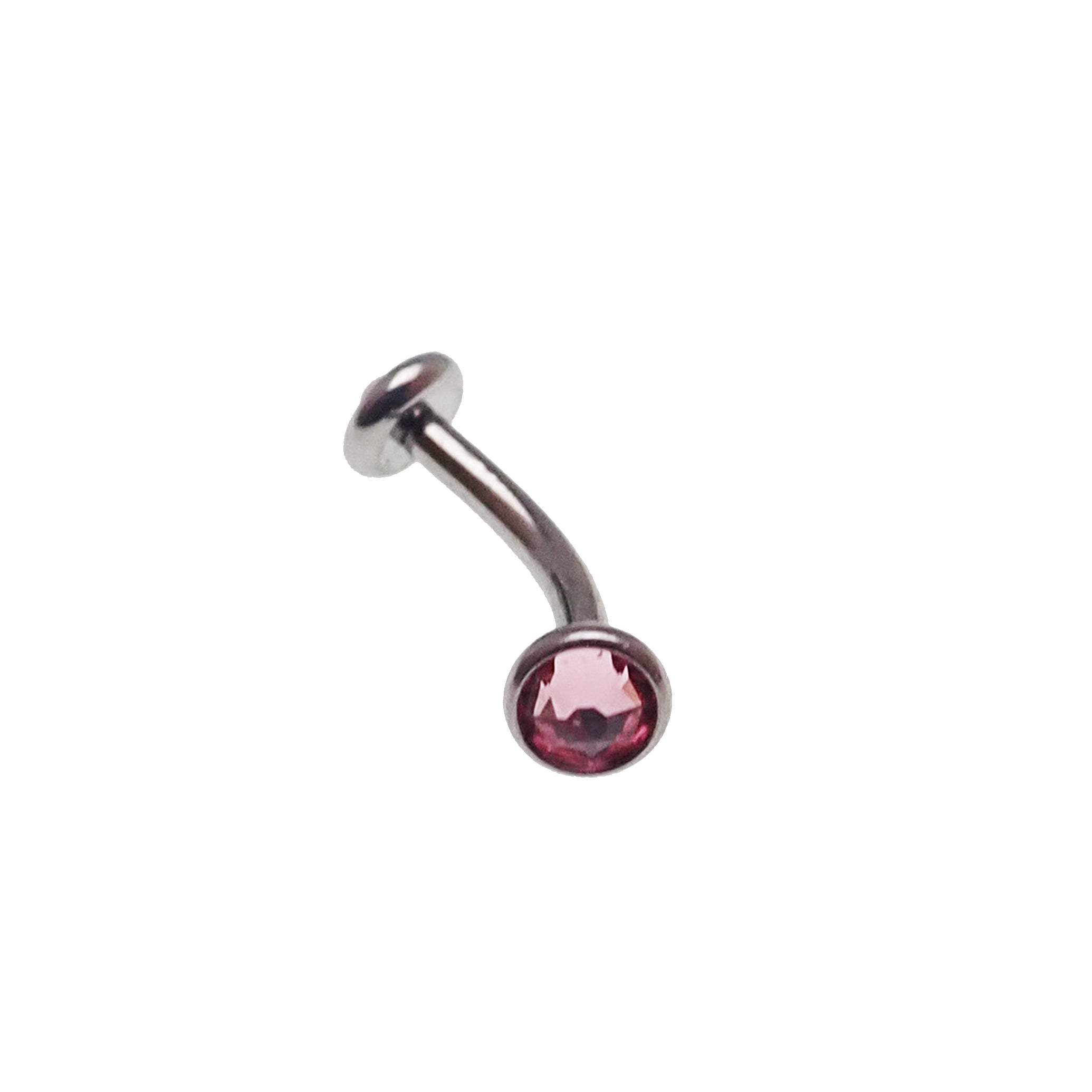 CZ Titanium Curve Bar body jewelry in 16g with cubic zirconia accents, designed for pierced bodies, by Body Clickers.