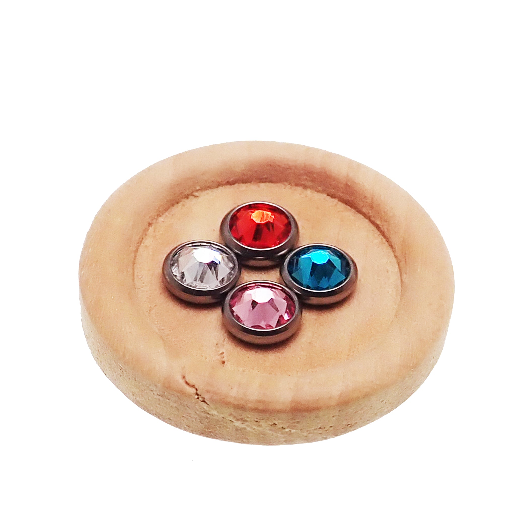 CZ Titanium Curve Bar body jewelry in 16g with cubic zirconia accents, designed by Body Clickers.