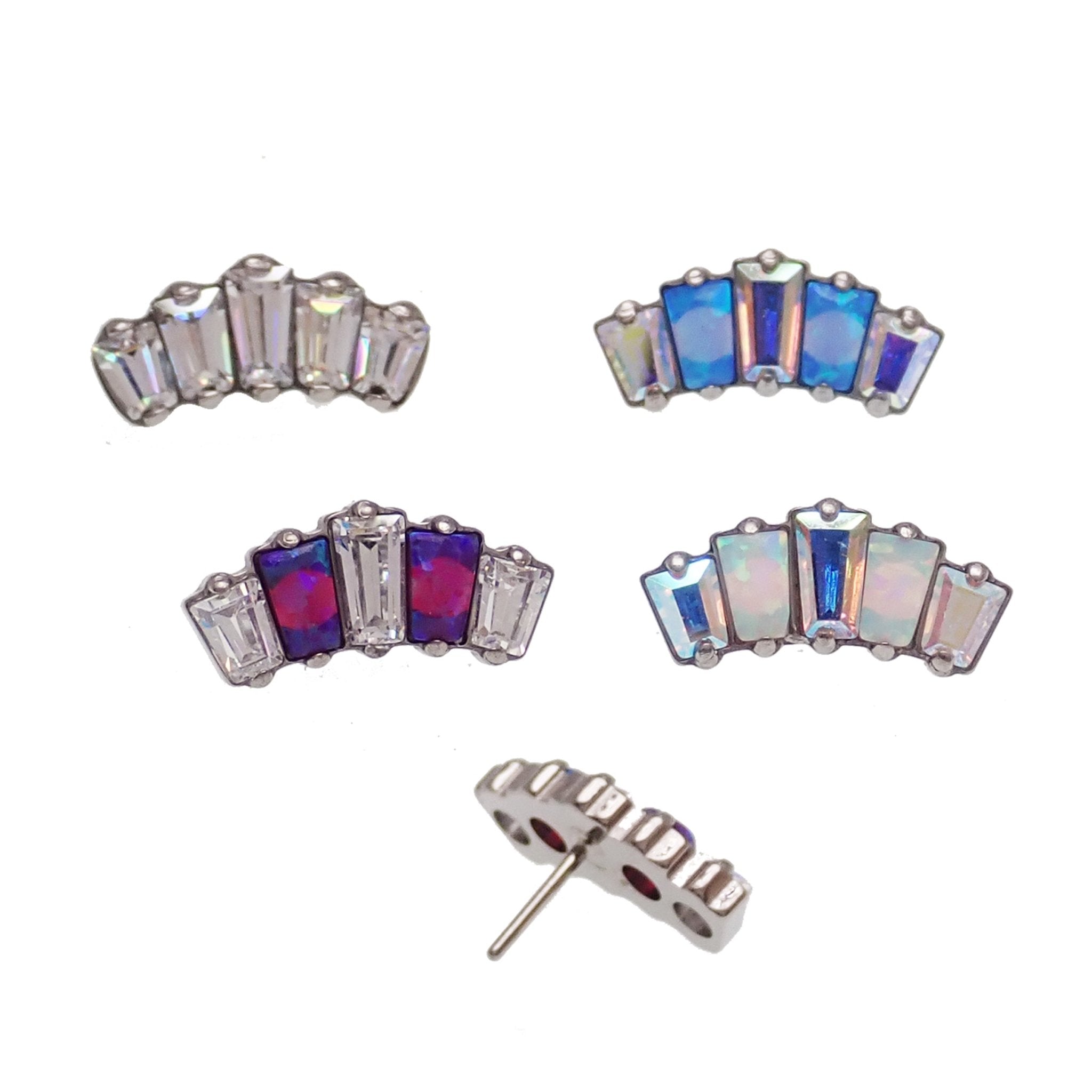 Marquise opal and AB cubic zirconia push fit body jewelry with labet stud in 14g, 16g, 18g, and 20g gauges by Body Clickers.